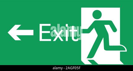 Emergency Exit Sign. Vector illustration, flat design Stock Vector