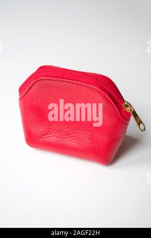 Red purse. Close view. Stock Photo