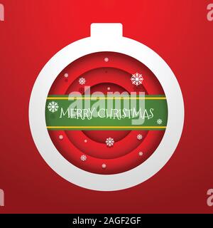 Christmas Ball with green ribbon at the center Stock Vector
