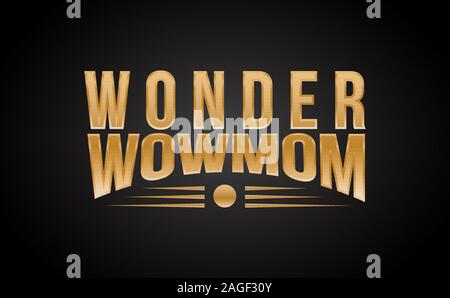 Wonder Wow-mom logo. Abstract Golden Logo Illustration. Stock Vector