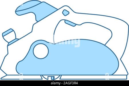 Electric Planer Icon. Thin Line With Blue Fill Design. Vector Illustration. Stock Vector