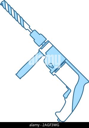 Electric Perforator Icon. Thin Line With Blue Fill Design. Vector Illustration. Stock Vector