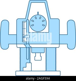 Plunger Milling Cutter Icon. Thin Line With Blue Fill Design. Vector Illustration. Stock Vector