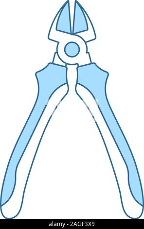 Side Cutters Icon. Thin Line With Blue Fill Design. Vector Illustration. Stock Vector