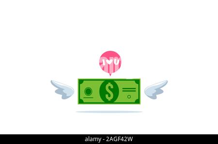 Flying Money with bubble speech. Isolated Vector Illustration Stock Vector