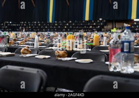 New York, NY - December 18, 2019: Atmosphere during annual Satmar 21 Kislev event as a day of thanksgiving at 355 Marcy Avenue Stock Photo