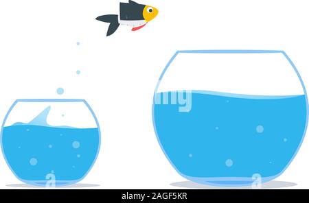 Fish is Jump out of the bowl. Isolated Vector Illustration Stock Vector