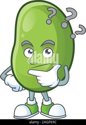 cartoon character of green beans with confuse gesture Stock Vector