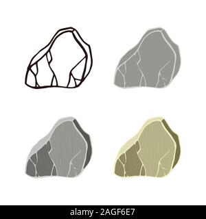 Marble stone set. Outline sketch, flat style and realistic. Vector illustration. Stock Vector