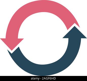 Business infographic design concept with two arrows life cycle diagram. Refresh icon. Stock Vector illustration isolated on white background. Stock Vector