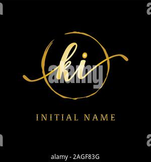KI beauty logo inspiration, luxury logo design, initial logo name Stock Vector