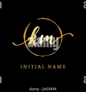 KM beauty logo inspiration, luxury logo design, initial logo name Stock Vector