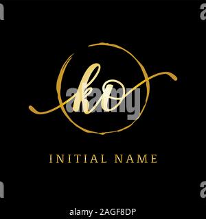 KO beauty logo inspiration, luxury logo design, initial logo name Stock Vector