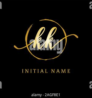 KK beauty logo inspiration, luxury logo design, initial logo name Stock Vector