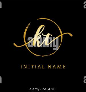 KT beauty logo inspiration, luxury logo design, initial logo name Stock Vector