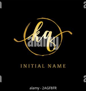 KQ beauty logo inspiration, luxury logo design, initial logo name Stock Vector