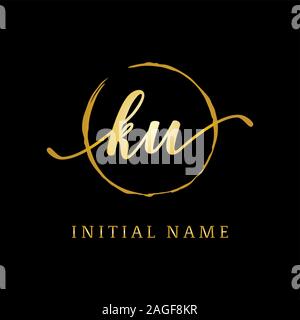 KU beauty logo inspiration, luxury logo design, initial logo name Stock Vector