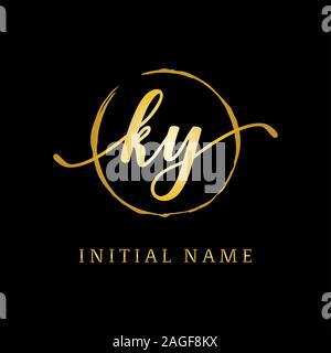 KY beauty logo inspiration, luxury logo design, initial logo name Stock Vector