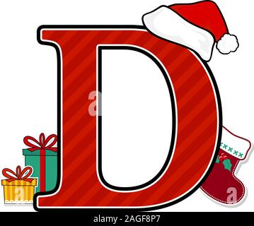 https://l450v.alamy.com/450v/2agf8p7/capital-letter-d-with-red-santas-hat-and-christmas-design-elements-isolated-on-white-background-can-be-used-for-holiday-season-card-nursery-decorat-2agf8p7.jpg