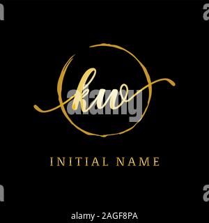 KW beauty logo inspiration, luxury logo design, initial logo name Stock Vector