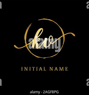 K V beauty logo inspiration, luxury logo design, initial logo name Stock Vector