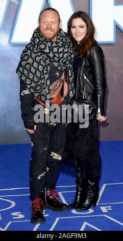 Photo Must Be Credited ©Alpha Press 079965 18/12/2019 Leigh Francis AKA Keith Lemon and wife Jill Carter at the Star Wars The Rise of Skywalker European Movie Premiere held at Vue Leicester Square in London. Stock Photo