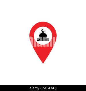 GPS icon check in of Mosque for prayer vector illustration. Check in Location Direction Place Icon Vector Concept.Location icon for simple flat style Stock Vector
