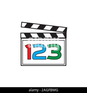 Movie clapper board in flat style. Cinema icon set. Vector illustration. Stock Vector