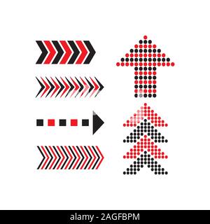 Set of vector graphic elements. Red and black arrows Stock Vector