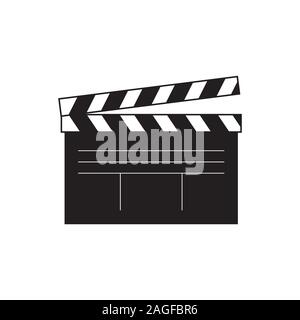 clapperboard flat Vector icon, illustration of clapper board icon isolated on white Stock Vector