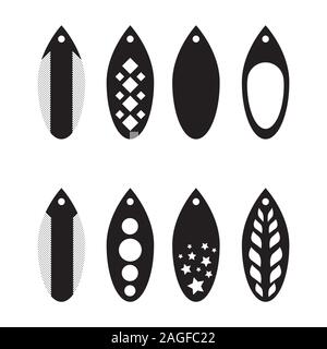 set fringe earring with pattern. for cricut template. Earrings with hole. Jewelry making. Vector illustration. eps 10 Stock Vector