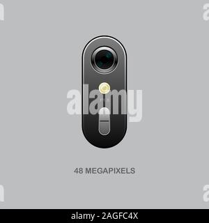 Illustration Realistic  Lens Camera Silver colors on Smartphone or other gadgets with flash Stock Vector