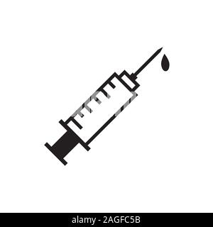 Syringe Injection Icon. Plastic medical syringe needle. flat icon on white background. eps 10 Stock Vector