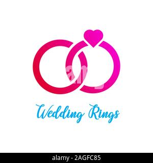 Vector heart wedding rings icon on white background. eps 10 Stock Vector