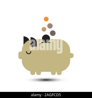 Piggy bank with coin vector illustration on white background Stock Vector