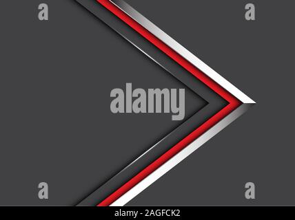 Abstract silver red line arrow direction on grey design modern luxury futuristic background vector illustration. Stock Vector