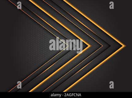 Abstract yellow line arrow direction on grey design modern luxury futuristic background vector illustration. Stock Vector