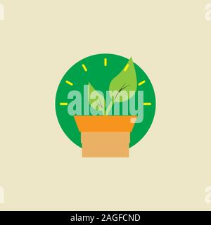 Vector illustration flower, plant growing in a pot Stock Vector