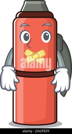 Thermos bottle Scroll mascot cartoon character design on silent gesture Stock Vector