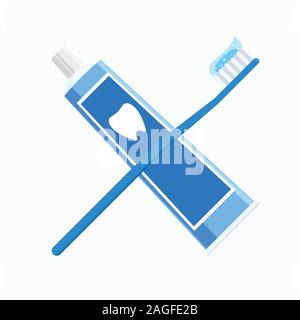 toothpaste and toothbrush crossed sign. Stock Vector