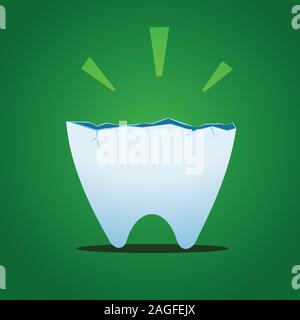 half broken white tooth Stock Vector