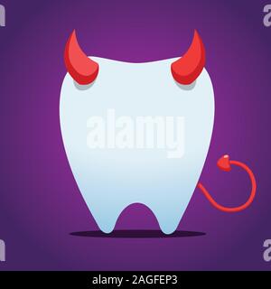 white tooth with devil horn. Isolated Vector Illustration Stock Vector