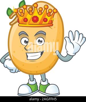 Cool King of sprouted potato tuber on cartoon character style Stock Vector