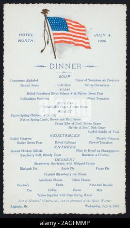 AMERICAN FLAG; JULY FOURTH DINNER [held by] HOTEL NORTH [at] AUGUSTA, ME (HOTEL;) Stock Photo