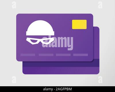 Purple Credit Card with Thief icon Stock Vector
