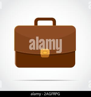 brown briefcase with golden lock. Isolated Vector Illustration Stock Vector