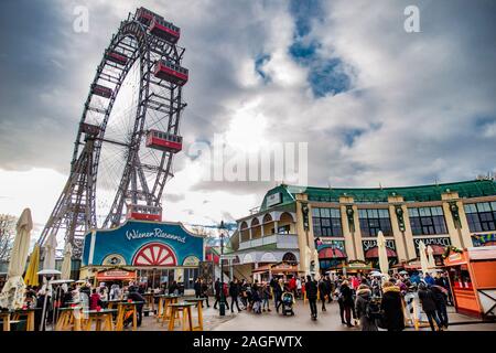 WIEN, AUSTRIA - DECEMBER 14., 2019: Christmas decorated town of Wien during advent and holidays in December. Stock Photo