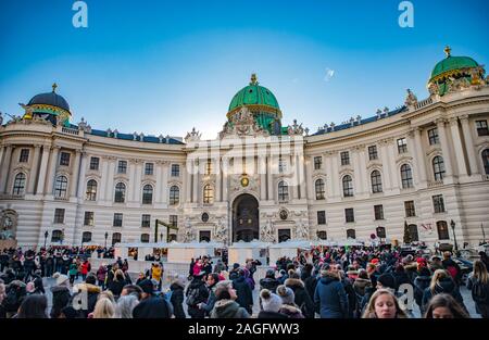 WIEN, AUSTRIA - DECEMBER 14., 2019: Christmas decorated town of Wien during advent and holidays in December. Stock Photo