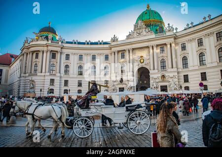 WIEN, AUSTRIA - DECEMBER 14., 2019: Christmas decorated town of Wien during advent and holidays in December. Stock Photo