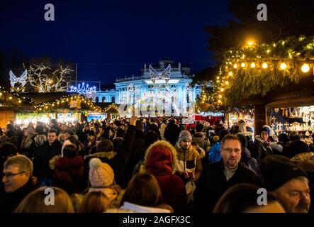 WIEN, AUSTRIA - DECEMBER 14., 2019: Christmas decorated town of Wien during advent and holidays in December. Stock Photo